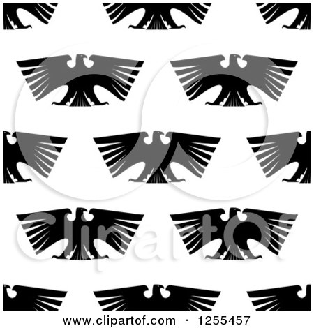 Clipart of a Seamless Background Pattern of Black Eagles - Royalty Free Vector Illustration by Vector Tradition SM
