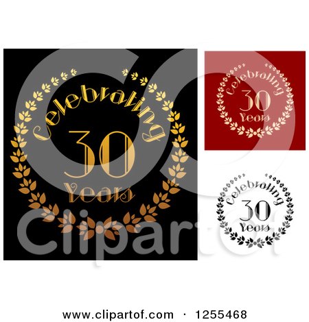Clipart of Celebrating 30 Year Anniversary Designs - Royalty Free Vector Illustration by Vector Tradition SM