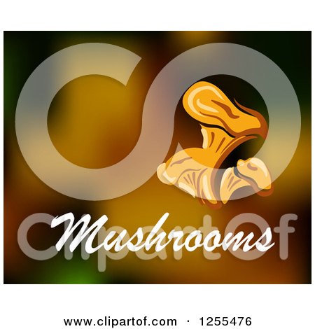 Clipart of Mushrooms and Text over Brown Blur - Royalty Free Vector Illustration by Vector Tradition SM