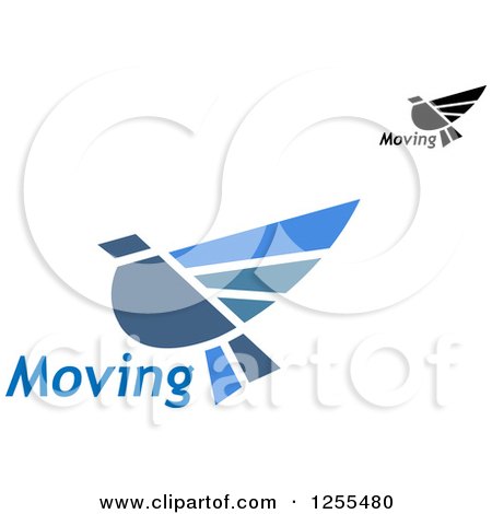 Clipart of Flying Birds and Moving Text - Royalty Free Vector Illustration by Vector Tradition SM