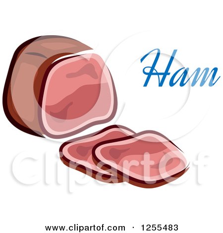 Clipart of a Sliced Ham and Text - Royalty Free Vector Illustration by Vector Tradition SM