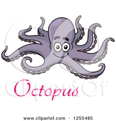 Clipart of a Purple Octopus and Text - Royalty Free Vector Illustration by Vector Tradition SM