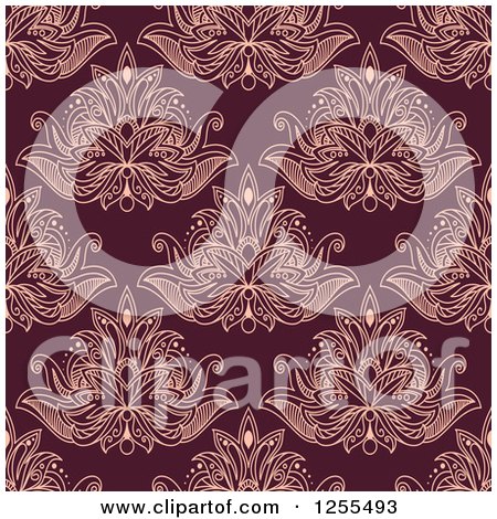 Clipart of a Seamless Pattern Background of Lotus Henna Flowers - Royalty Free Vector Illustration by Vector Tradition SM