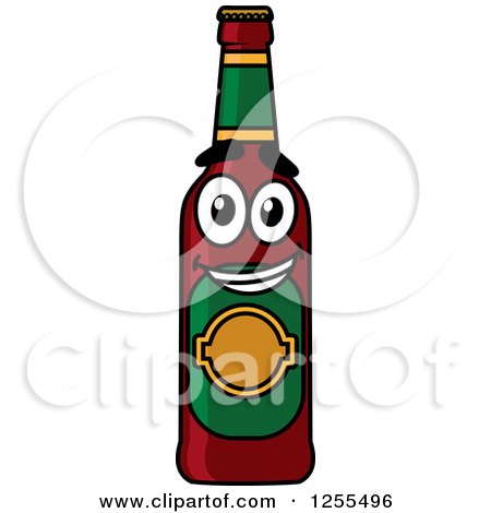 Clipart of a Cartoon Happy Beer Bottle - Royalty Free Vector Illustration by Vector Tradition SM