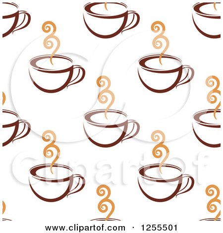 Clipart of a Seamless Pattern Background of Coffee Cups - Royalty Free Vector Illustration by Vector Tradition SM