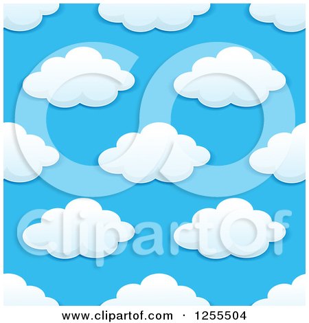 Clipart of a Seamless Pattern Background of Puffy Clouds on Blue - Royalty Free Vector Illustration by Vector Tradition SM