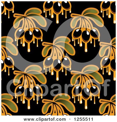 Clipart of a Seamless Black Olive and Oil Background Pattern - Royalty Free Vector Illustration by Vector Tradition SM