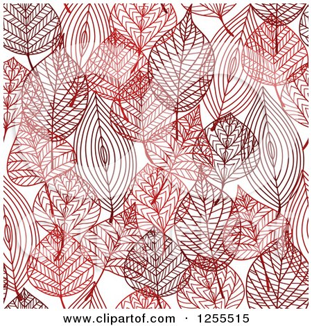 Clipart of a Seamless Pattern Background of Red Skeleton Leaves - Royalty Free Vector Illustration by Vector Tradition SM
