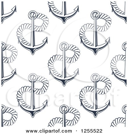 Clipart of a Seamless Background Pattern of Anchors and Ropes - Royalty Free Vector Illustration by Vector Tradition SM