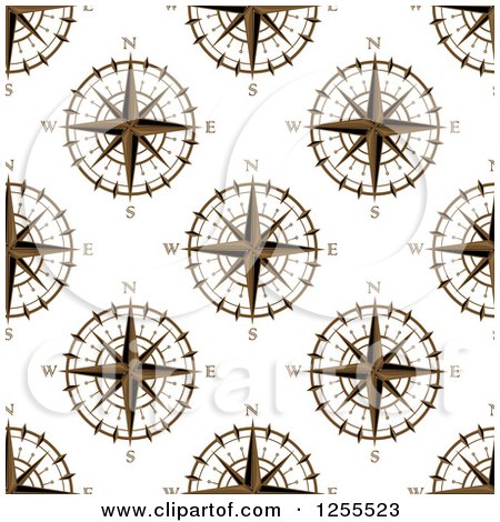 Clipart of a Seamless Pattern Background of Compasses - Royalty Free Vector Illustration by Vector Tradition SM