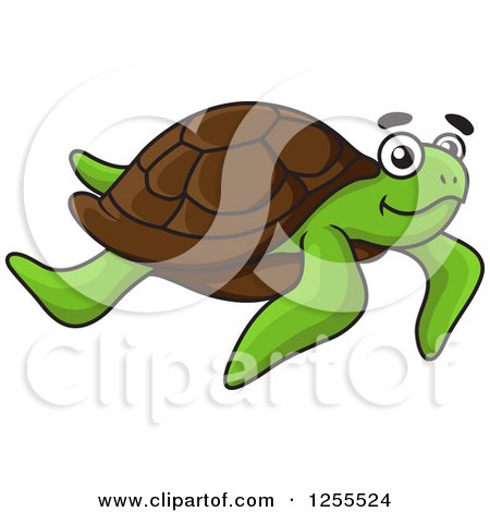 Clipart of a Swimming Sea Turtle - Royalty Free Vector Illustration by Vector Tradition SM