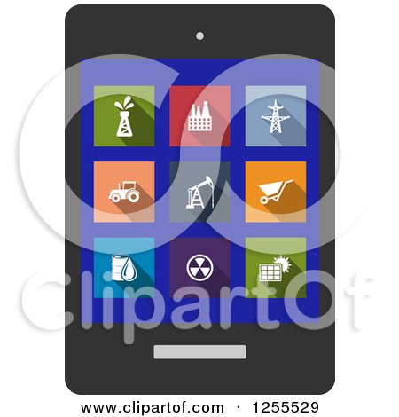 Clipart of a Industrial Icons on a Tablet - Royalty Free Vector Illustration by Vector Tradition SM