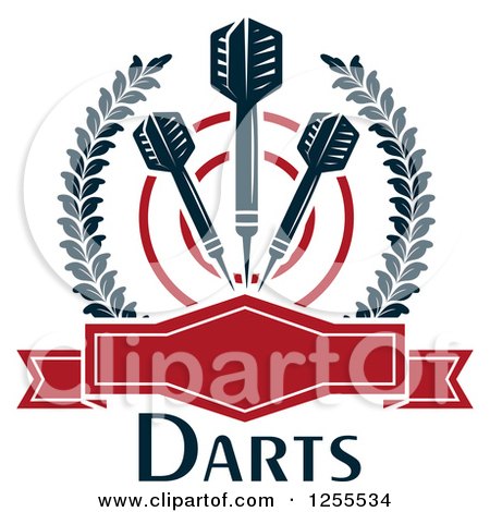 Clipart of Darts and a Target in a Laurel Wreath with a Frame and Text - Royalty Free Vector Illustration by Vector Tradition SM
