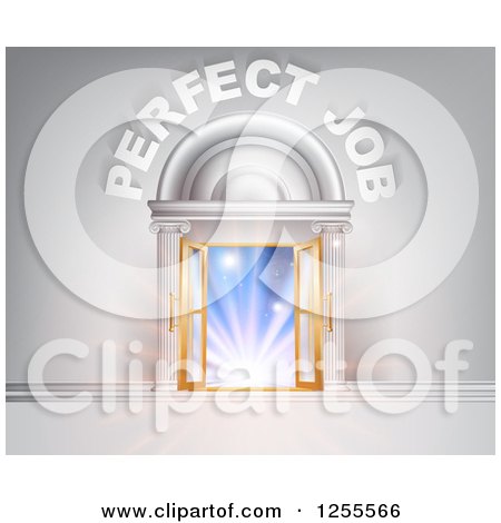 Clipart of a Venue Entrance with Perfect Job Text - Royalty Free Vector Illustration by AtStockIllustration