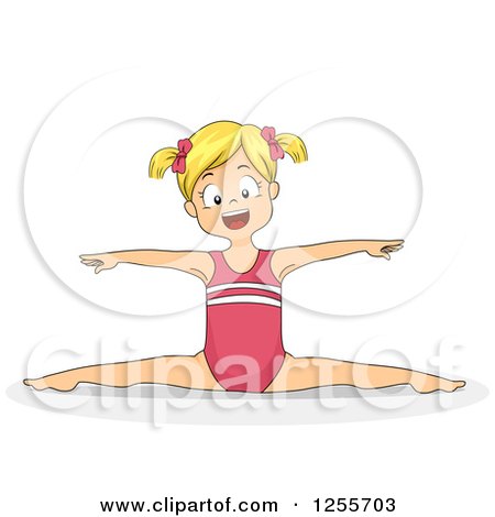 Clipart of a Blond White Girl Doing the Splits in Gymnastics - Royalty Free Vector Illustration by BNP Design Studio