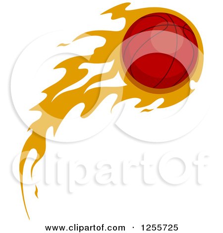 Clipart of a Basketball with Orange Flames - Royalty Free Vector Illustration by BNP Design Studio