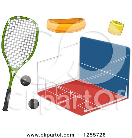 Clipart of a Squash Court and Accessories - Royalty Free Vector Illustration by BNP Design Studio