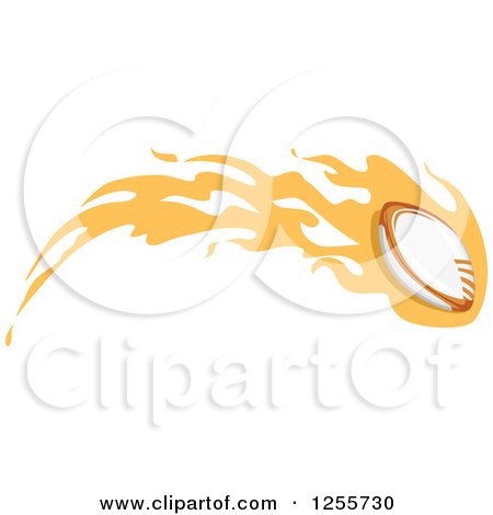 Clipart of a Rugby Ball with Orange Flames - Royalty Free Vector Illustration by BNP Design Studio