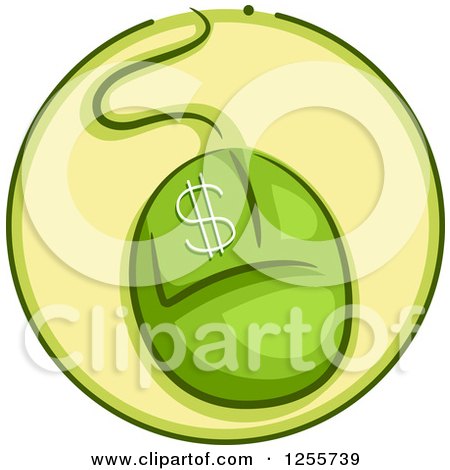 Clipart of a Round Green Computer Mouse Dollar Icon - Royalty Free Vector Illustration by BNP Design Studio