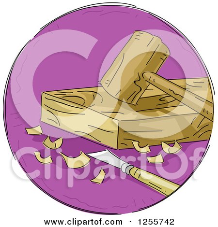 Clipart of a Round Purple Woodworking Icon - Royalty Free Vector Illustration by BNP Design Studio