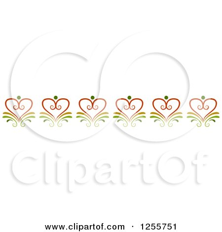 Clipart of a Floral Heart Swirl Border - Royalty Free Vector Illustration by BNP Design Studio