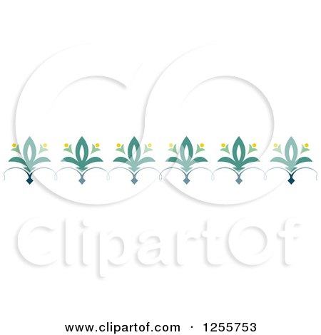 Clipart of a Floral and Swirl Rule Border - Royalty Free Vector Illustration by BNP Design Studio