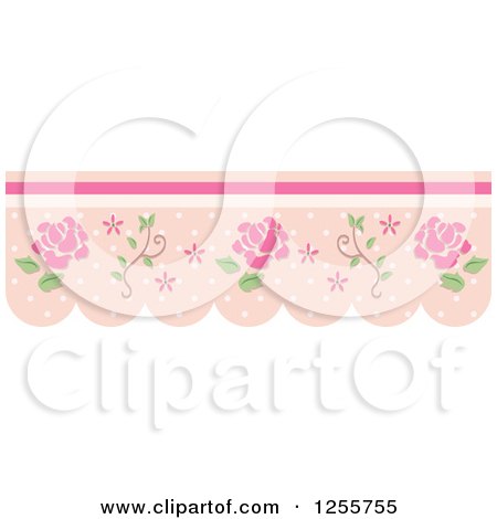 Clipart of a Vintage Rose and Dot Border - Royalty Free Vector Illustration by BNP Design Studio