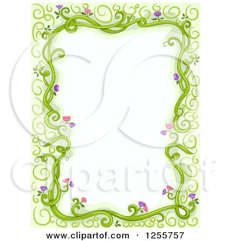Clipart of a Border of Floral Vines and Green - Royalty Free Vector Illustration by BNP Design Studio