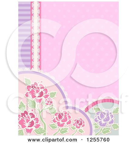 Clipart of a Shabby Chic Background with Floral Borders - Royalty Free Vector Illustration by BNP Design Studio