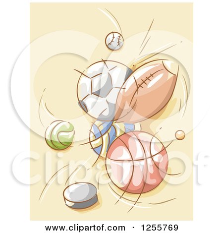 Clipart of Sports Balls Colliding - Royalty Free Vector Illustration by BNP Design Studio