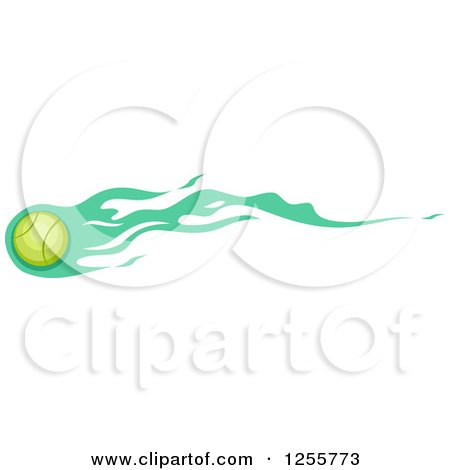 Clipart of a Tennis Ball with Green Flames - Royalty Free Vector Illustration by BNP Design Studio