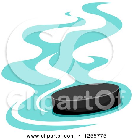 Clipart of a Hockey Puck with Blue Flames - Royalty Free Vector Illustration by BNP Design Studio