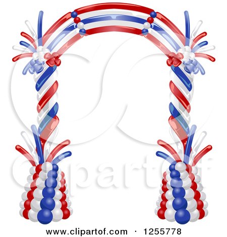 Clipart of a Party Arch of Red White and Blue Indpendence Day Balloons - Royalty Free Vector Illustration by BNP Design Studio