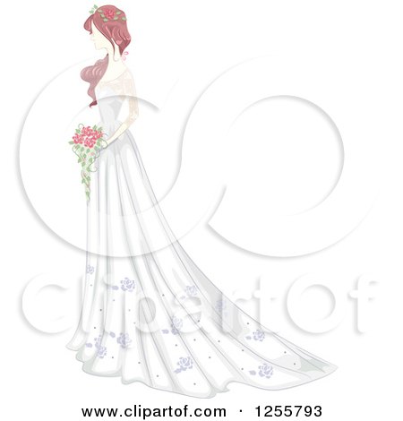Clipart of a Shabby Chic Bride in a Gown - Royalty Free Vector Illustration by BNP Design Studio