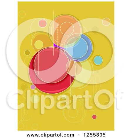 Clipart of a Yellow Abstract Background with Colorful Circles - Royalty Free Vector Illustration by BNP Design Studio