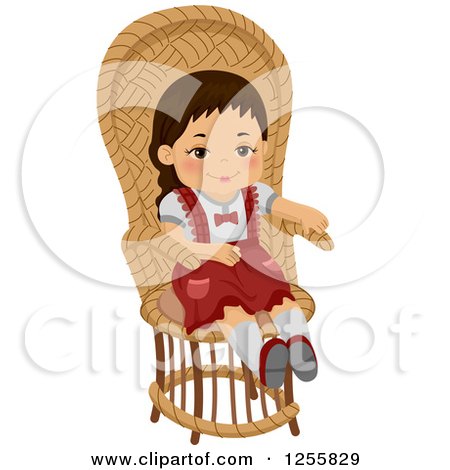 Clipart of a Doll in a Rattan Chair - Royalty Free Vector Illustration by BNP Design Studio