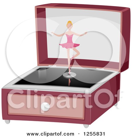 Clipart of a Music Box and Ballerina - Royalty Free Vector Illustration by BNP Design Studio