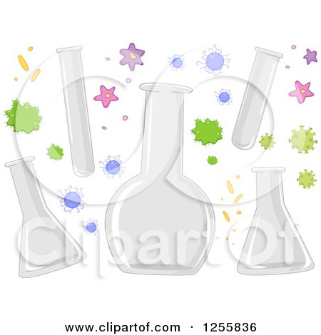 Clipart of Bacteria and Test Tubes - Royalty Free Vector Illustration by BNP Design Studio