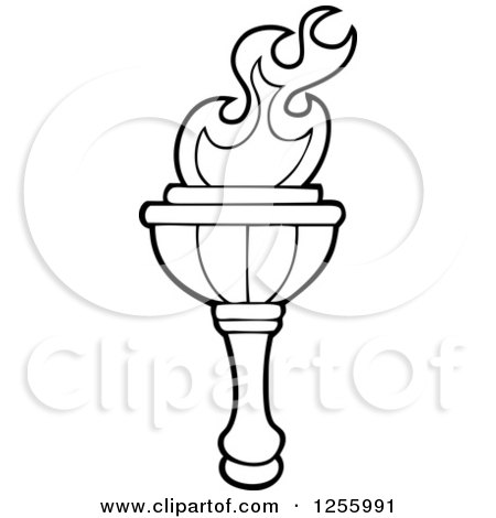 Clipart of a Black and White Greek Torch - Royalty Free Vector Illustration by visekart