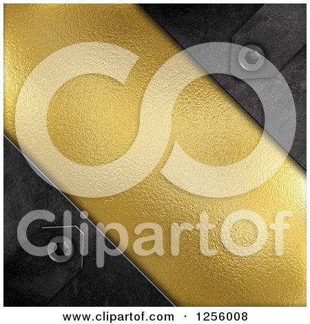 Clipart of a 3d Gold Texture Panel and Metal - Royalty Free Illustration by KJ Pargeter