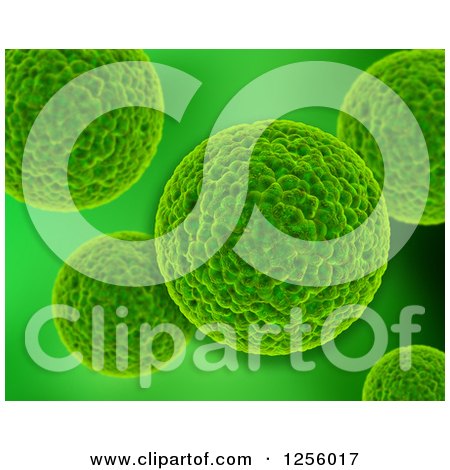 Clipart of a Background of 3d Green Viruses - Royalty Free Illustration by KJ Pargeter