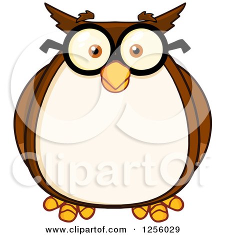 Clipart of a Wise Professor Owl in Glasses - Royalty Free Vector Illustration by Hit Toon