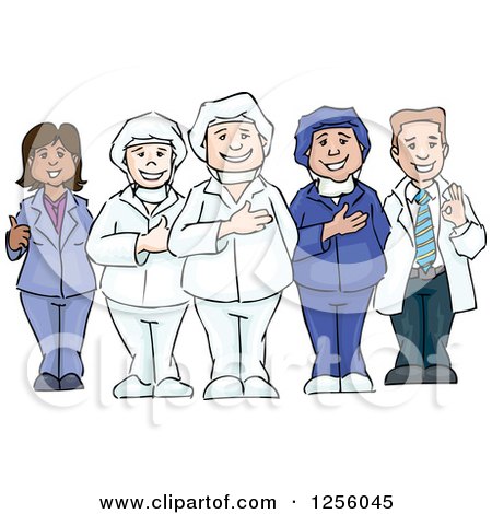 Clipart of a Sketched Medical Team - Royalty Free Vector Illustration by David Rey