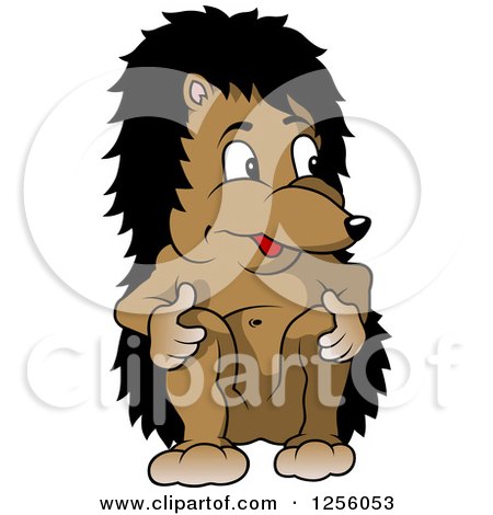 Clipart of a Happy Hedgehog Sitting - Royalty Free Vector Illustration by dero