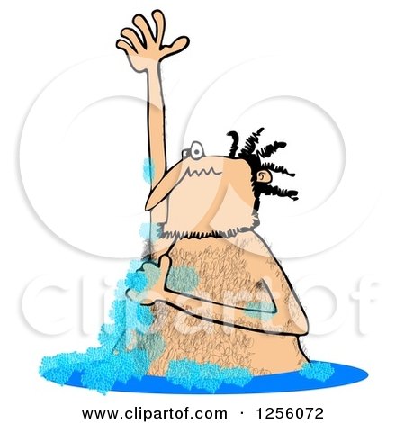 Clipart of a Hairy Man Lathering up and Bathing in a Stream - Royalty Free Illustration by djart