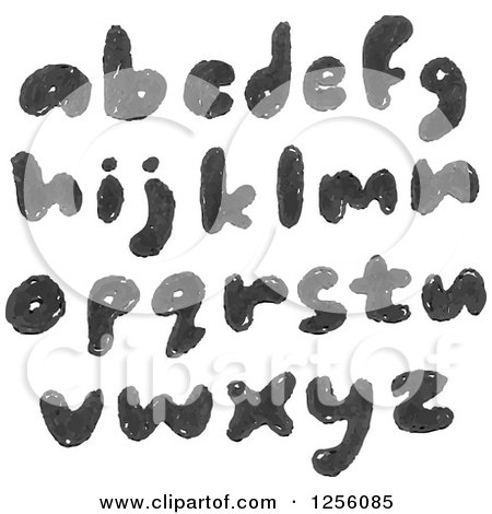 Clipart of Black Hand Drawn Lowercase Alphabet Letters - Royalty Free Vector Illustration by yayayoyo
