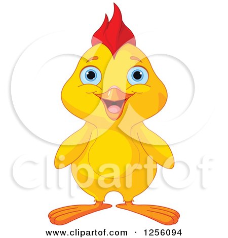 Clipart of a Cute Happy Yellow Chick - Royalty Free Vector Illustration by Pushkin