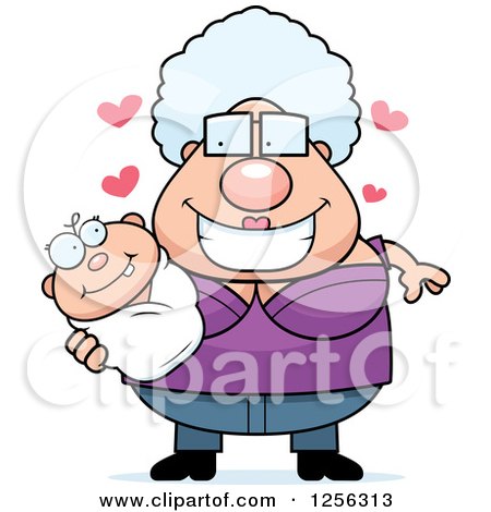 Clipart of a Loving Granny Holding a Baby - Royalty Free Vector Illustration by Cory Thoman