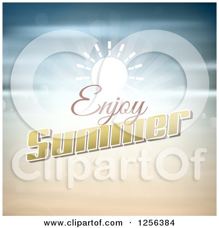 Clipart of a Sun and Enjoy Summer Text - Royalty Free Vector Illustration by KJ Pargeter