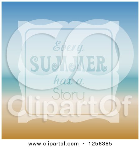 Clipart of Every Summer Has a Story Text over a Beach - Royalty Free Vector Illustration by KJ Pargeter